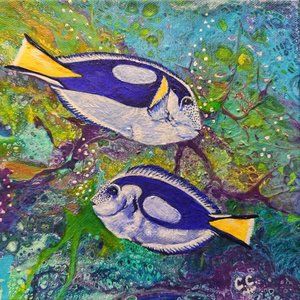 Original Acrylic Painting Collectible Artist Signed CASSANDRA ~ Gone Swimming